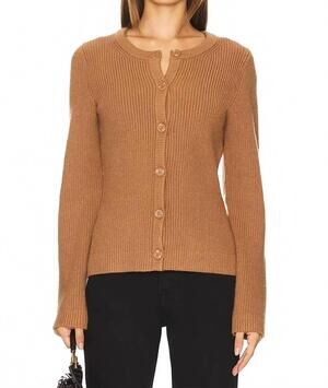 NEW STITCHES & STRIPES diana button front cardigan in caramel